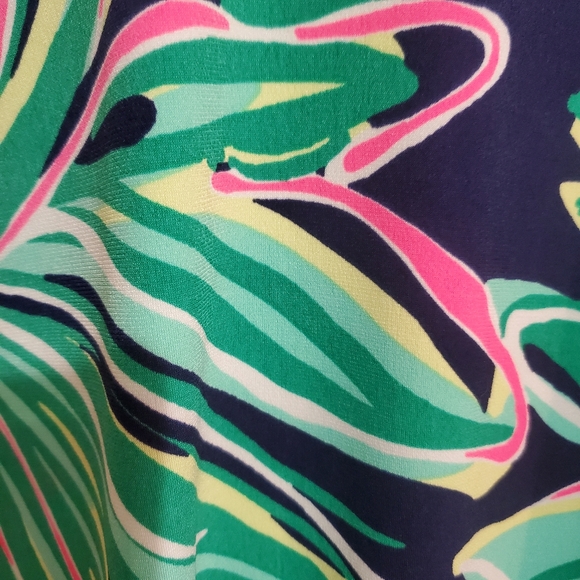 Lilly Pulitzer Bristol navy green Tiger Palm beaded sleeveless sheath dress XL - Picture 9 of 13